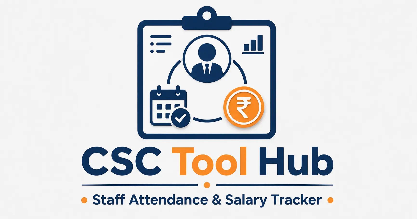 Staff Salary and Attendance Tracker logo – a minimalist icon combining a worker, calendar, and Indian rupee symbol in indigo color
